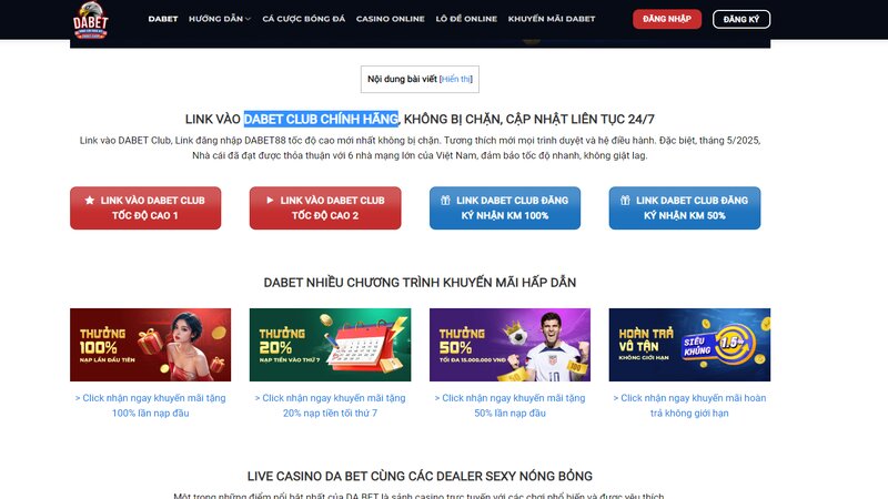 DABET.shop cung cấp các link vào DABET không chặn